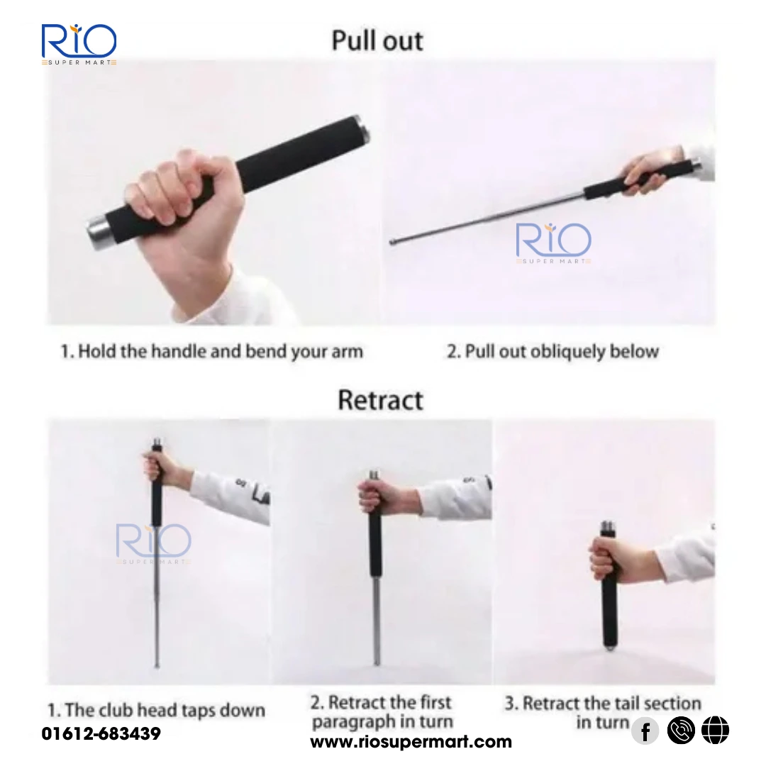 Metal Extendable Self-Defense Stick With Bag - Image 4