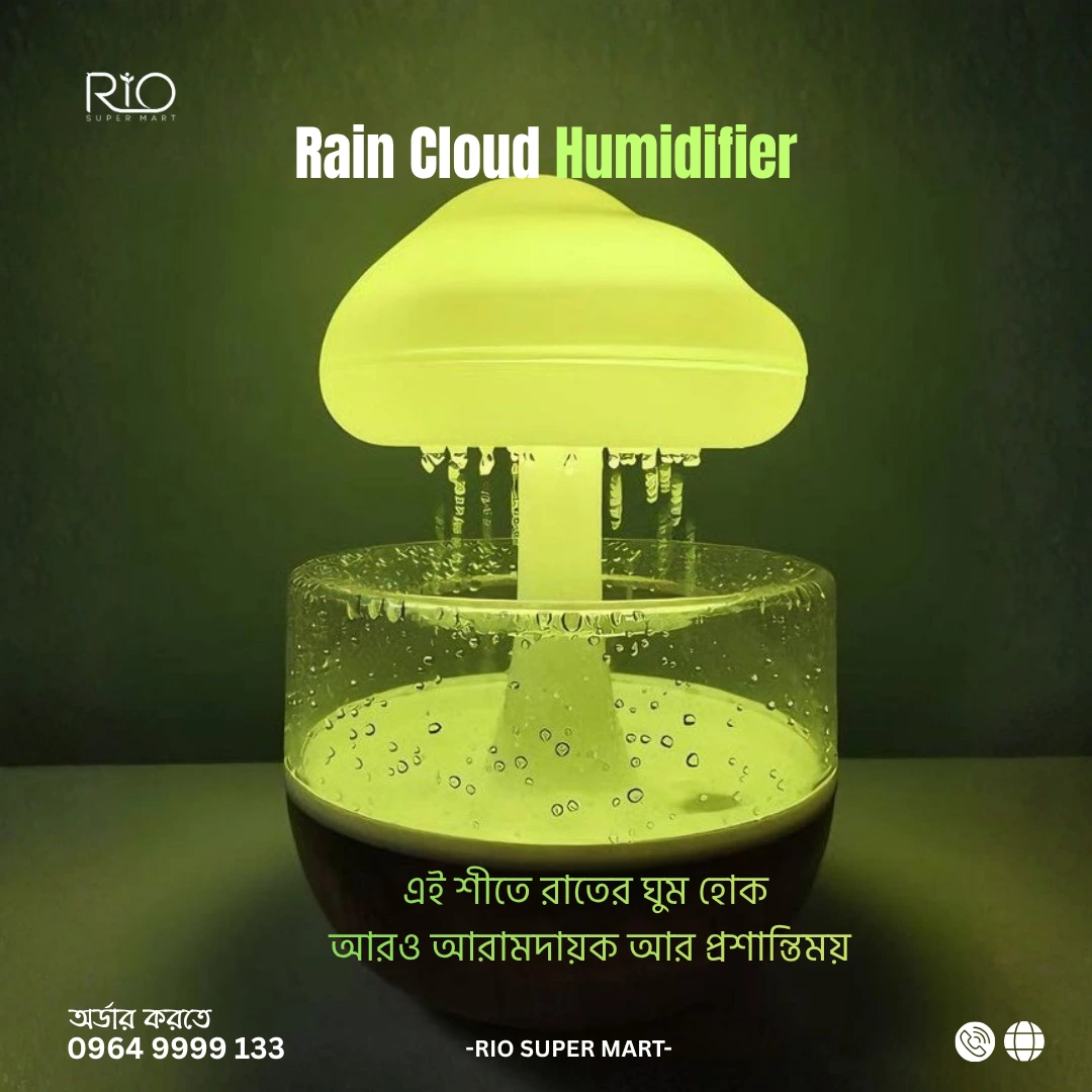 Rain Cloud Humidifier Mushroom Lamp Raindrop Sound - Image 3