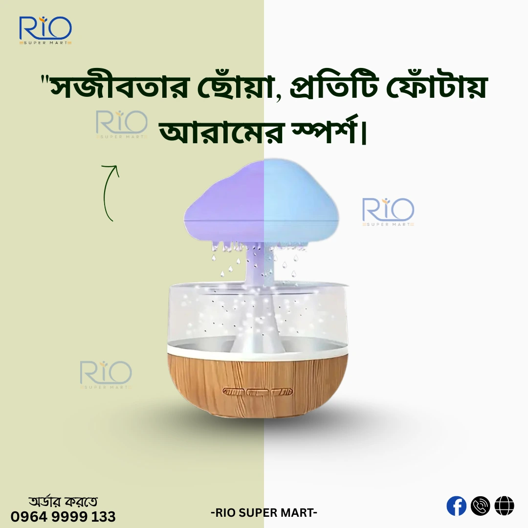 Rain Cloud Humidifier Mushroom Lamp Raindrop Sound