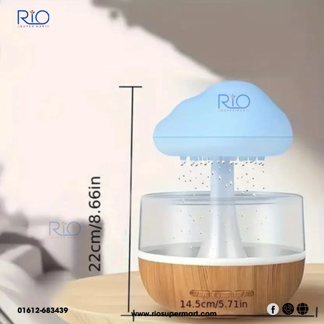 Rain Cloud Humidifier Mushroom Lamp Raindrop Sound - Image 9