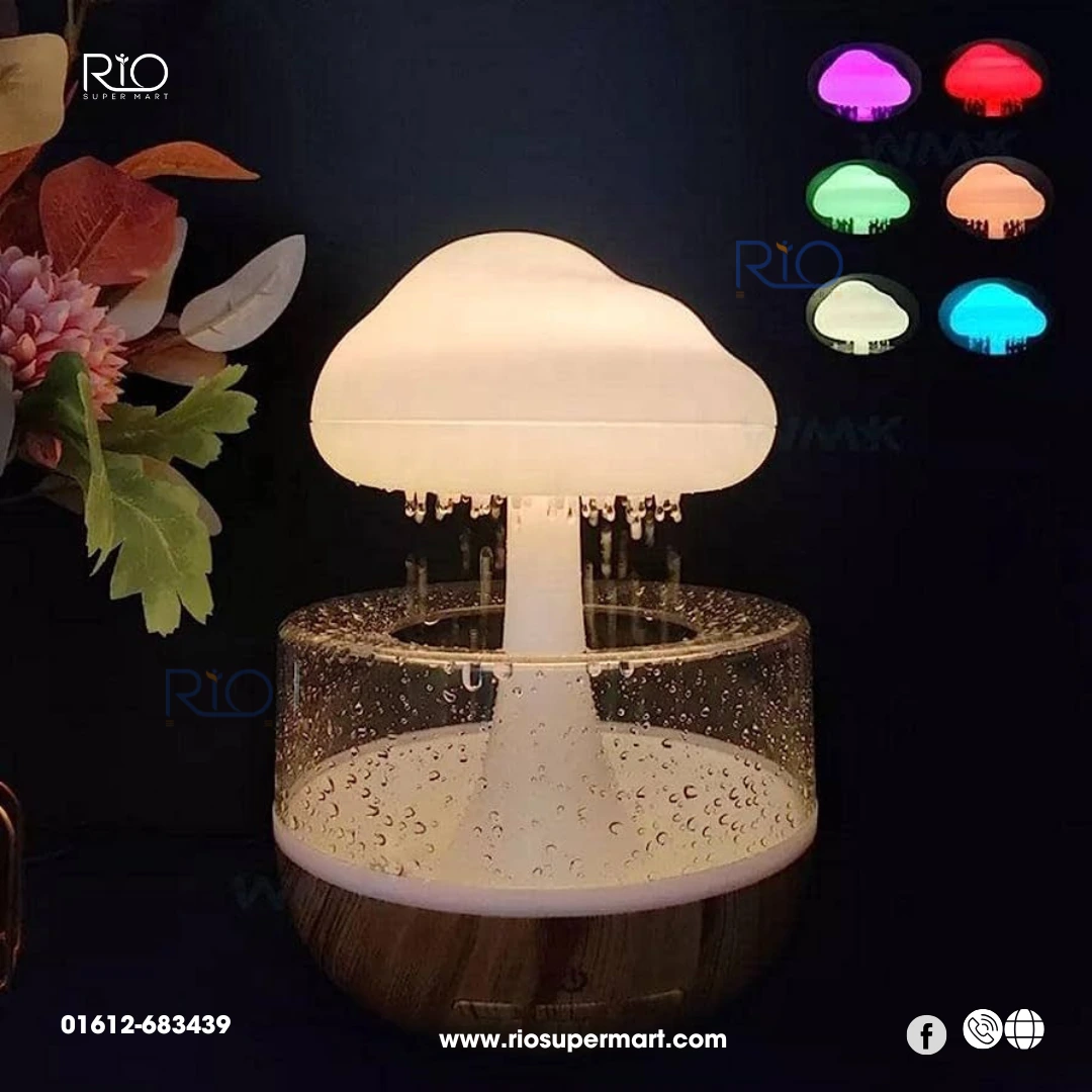 Rain Cloud Humidifier Mushroom Lamp Raindrop Sound - Image 6