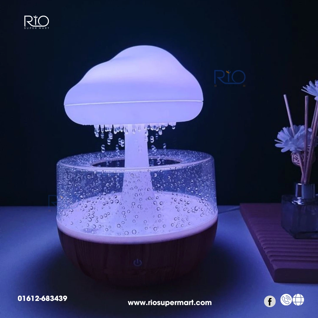 Rain Cloud Humidifier Mushroom Lamp Raindrop Sound - Image 5