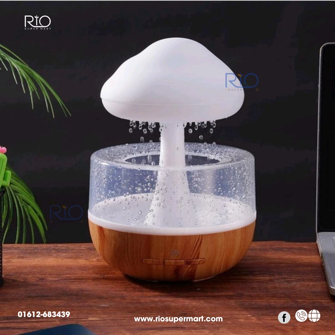 Rain Cloud Humidifier Mushroom Lamp Raindrop Sound - Image 2