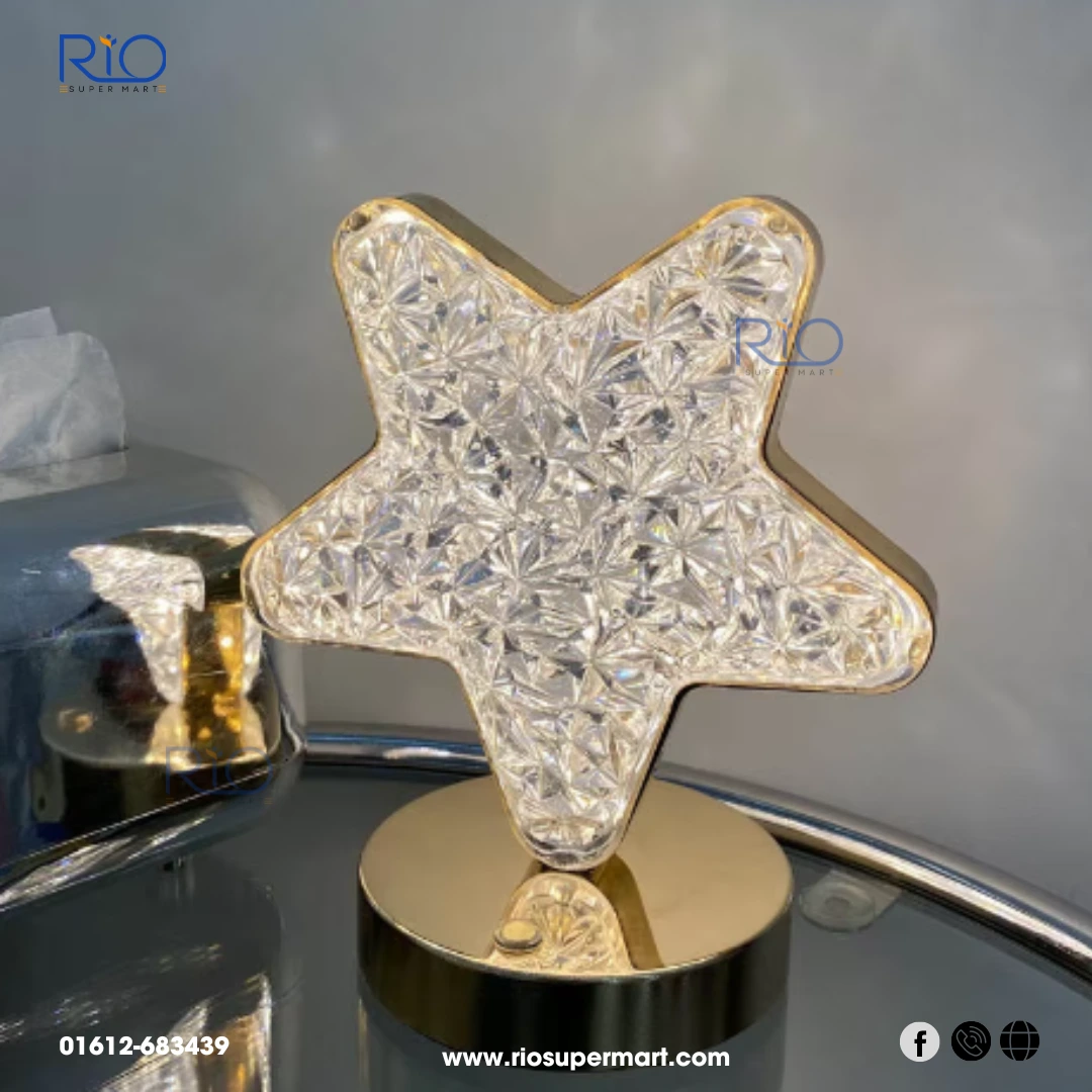 Rechargeable & Touch LED Crystal Table Lamp Light | Star & Moon Shape Lamp light - Image 3