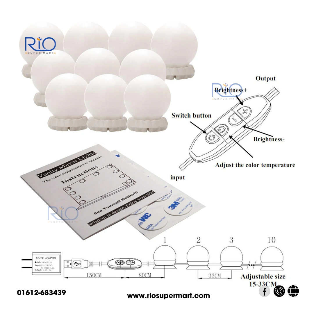 Vanity Mirror Led Light 10 LED Light - 3 Modes & USB Type - Image 6